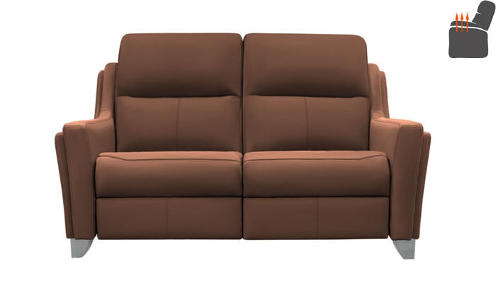 Parker Knoll Portland Two Seat Sofa Heated Seats Madri Spice Leather Brushed Steel Leg